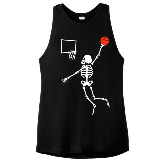 Basketball Dunking Skeleton Ladies Tri-Blend Wicking Tank