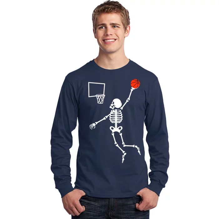 Basketball Dunking Skeleton Long Sleeve Shirt