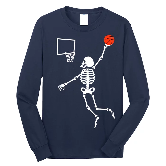 Basketball Dunking Skeleton Long Sleeve Shirt