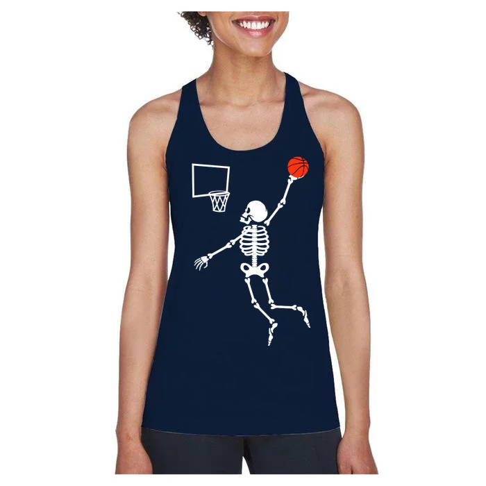 Basketball Dunking Skeleton Women's Racerback Tank