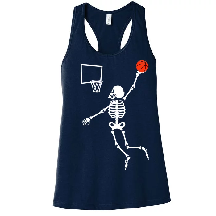 Basketball Dunking Skeleton Women's Racerback Tank