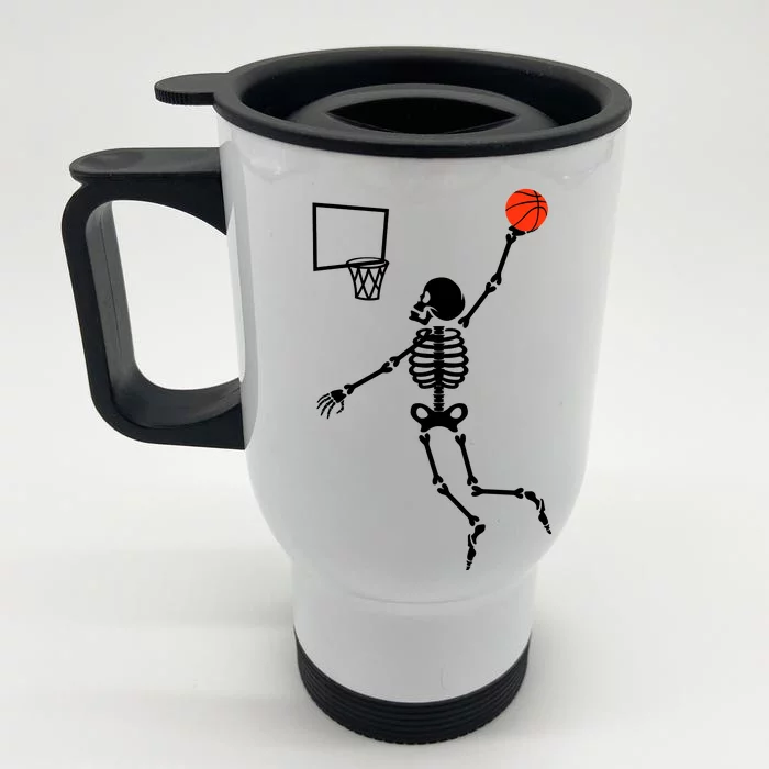 Basketball Dunking Skeleton Front & Back Stainless Steel Travel Mug