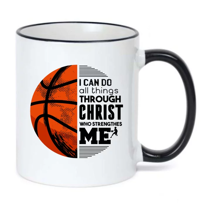 Basketball Faith All Things Through Christ Black Color Changing Mug