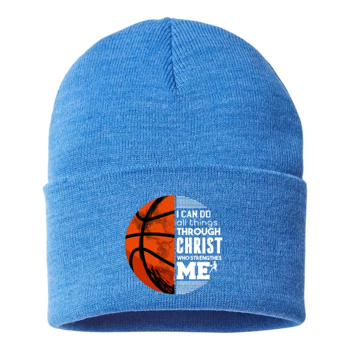 Basketball Faith All Things Through Christ Sustainable Knit Beanie