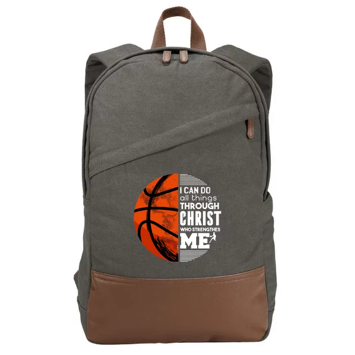 Basketball Faith All Things Through Christ Cotton Canvas Backpack