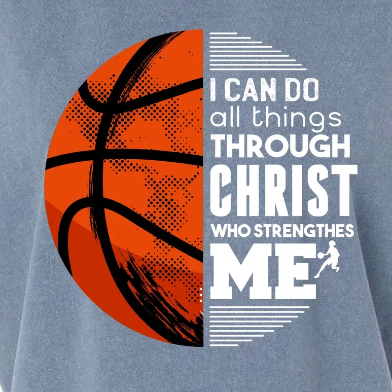 Basketball Faith All Things Through Christ Garment-Dyed Women's Muscle Tee