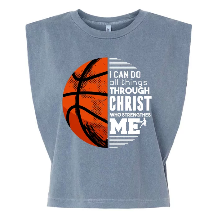 Basketball Faith All Things Through Christ Garment-Dyed Women's Muscle Tee