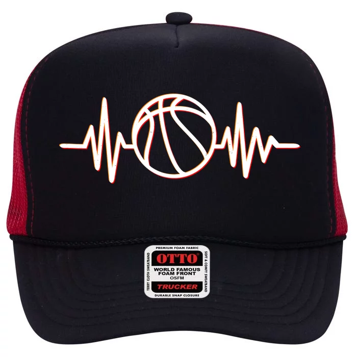 Basketball Heartbeat High Crown Mesh Trucker Hat