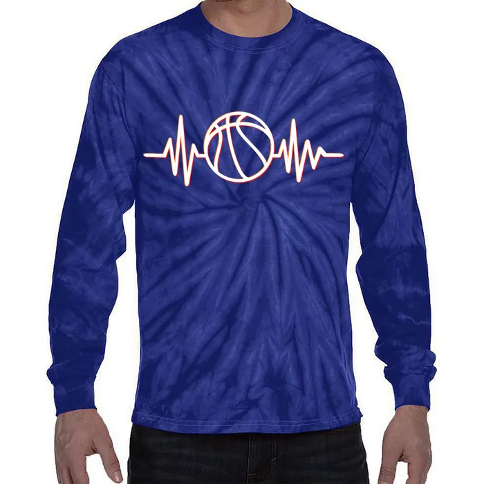 Basketball Heartbeat Tie-Dye Long Sleeve Shirt