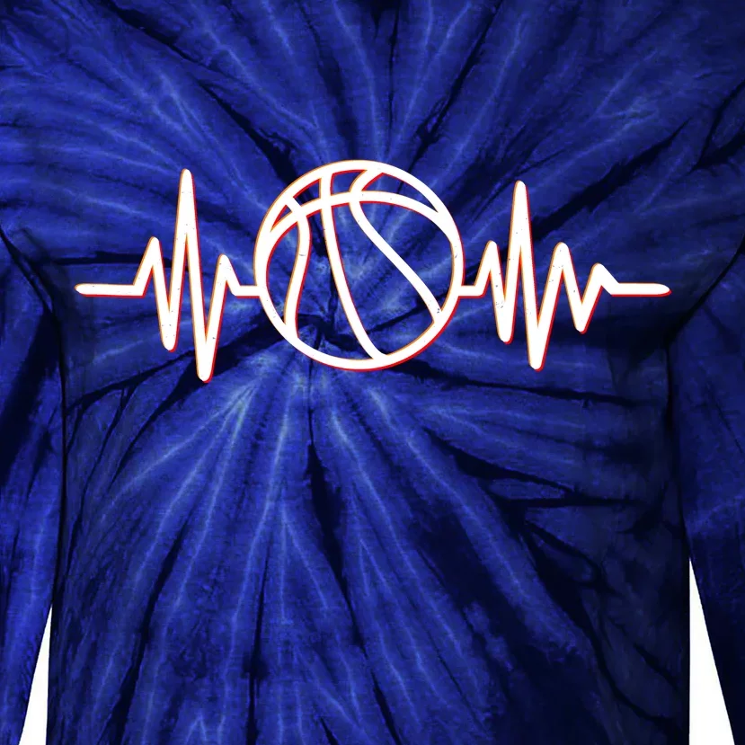 Basketball Heartbeat Tie-Dye Long Sleeve Shirt