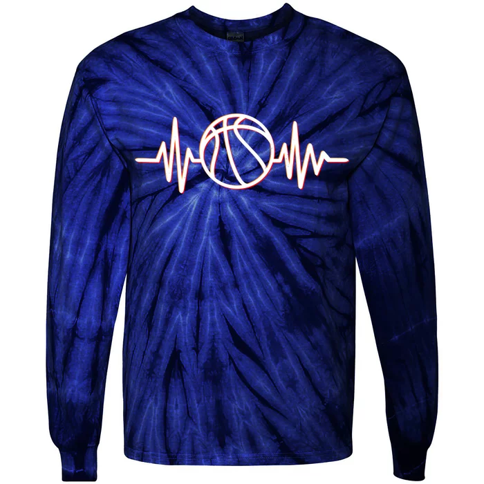 Basketball Heartbeat Tie-Dye Long Sleeve Shirt