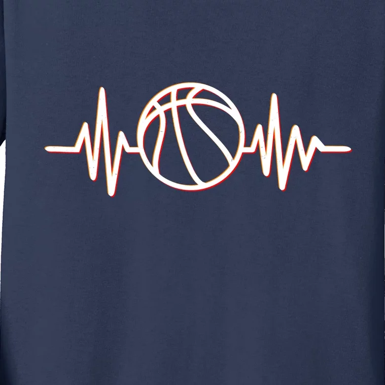 Basketball Heartbeat Kids Long Sleeve Shirt