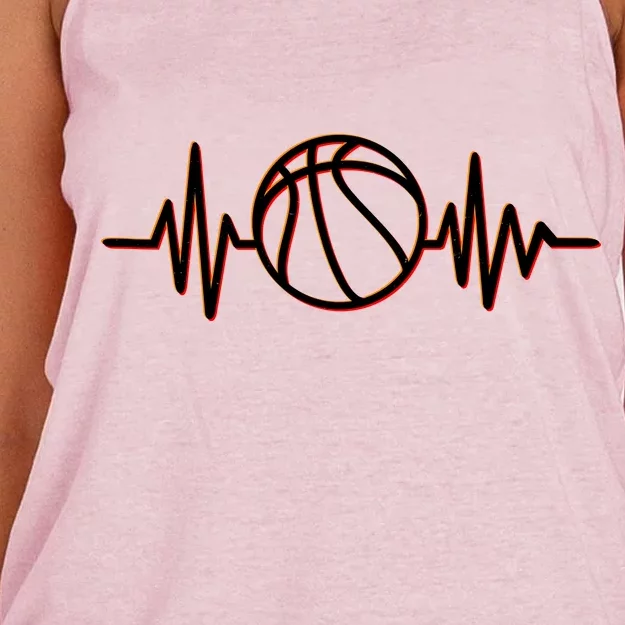 Basketball Heartbeat Women's Knotted Racerback Tank