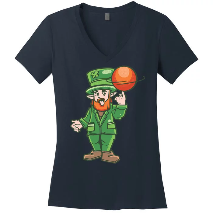 Basketball Leprechaun Women's V-Neck T-Shirt