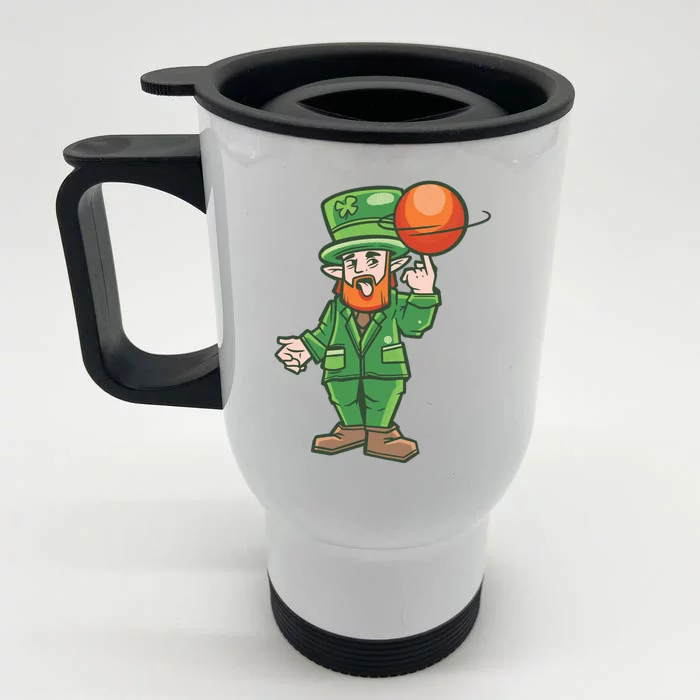 Basketball Leprechaun Front & Back Stainless Steel Travel Mug