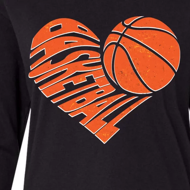 Basketball Love Heart Womens Cotton Relaxed Long Sleeve T-Shirt