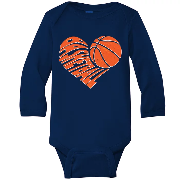 Basketball Love Heart Baby Long Sleeve Bodysuit