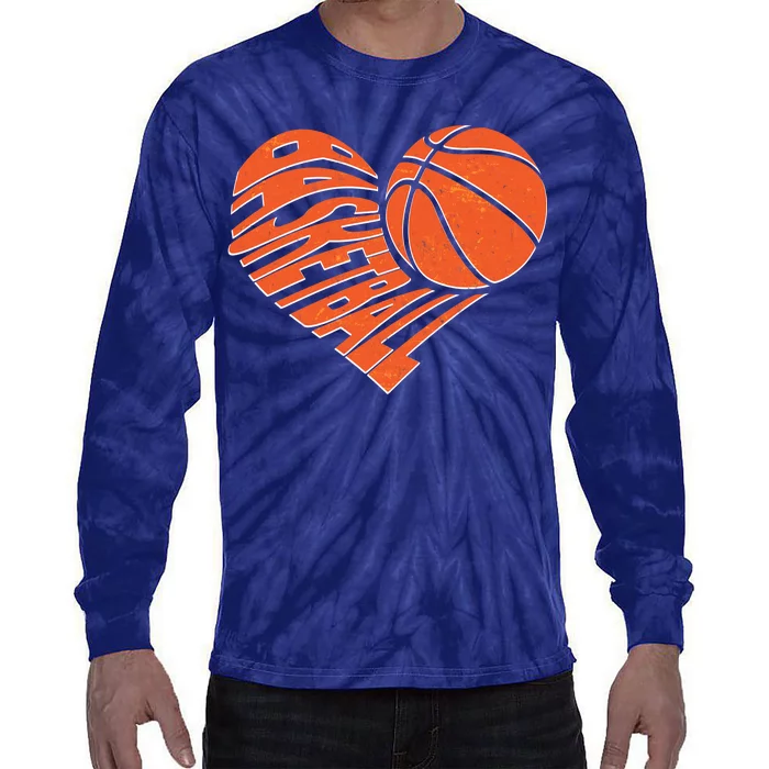 Basketball Love Heart Tie-Dye Long Sleeve Shirt