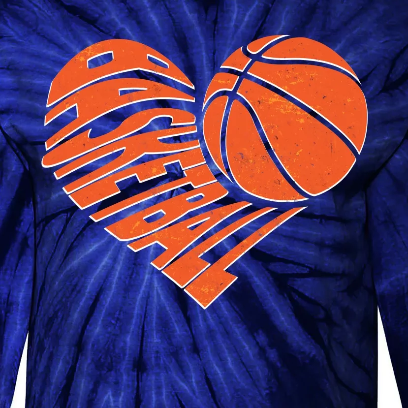 Basketball Love Heart Tie-Dye Long Sleeve Shirt