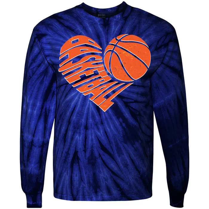 Basketball Love Heart Tie-Dye Long Sleeve Shirt