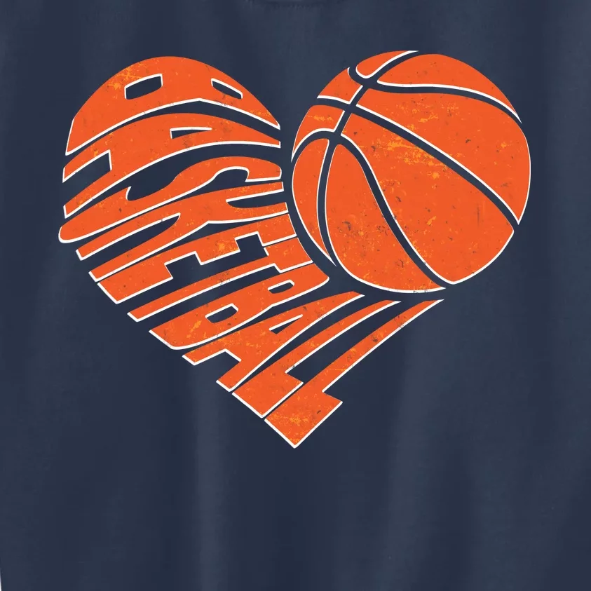 Basketball Love Heart Kids Sweatshirt