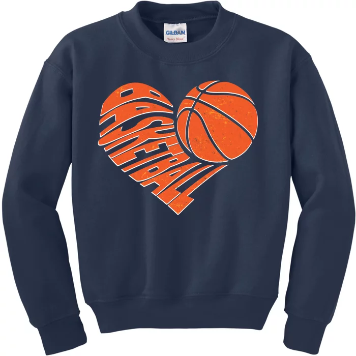 Basketball Love Heart Kids Sweatshirt