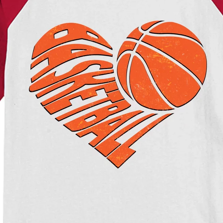 Basketball Love Heart Kids Colorblock Raglan Jersey