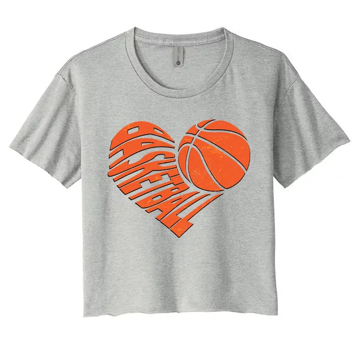 Basketball Love Heart Women's Crop Top Tee