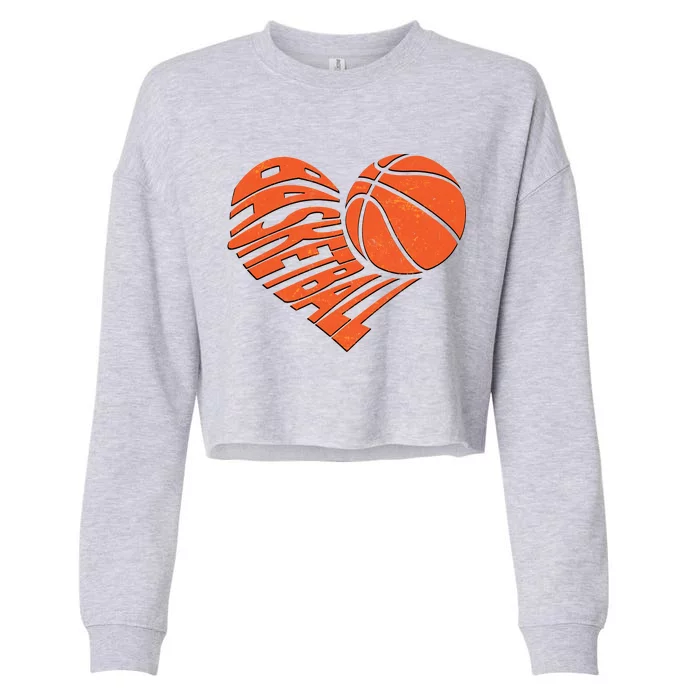 Basketball Love Heart Cropped Pullover Crew