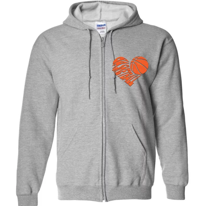 Basketball Love Heart Full Zip Hoodie