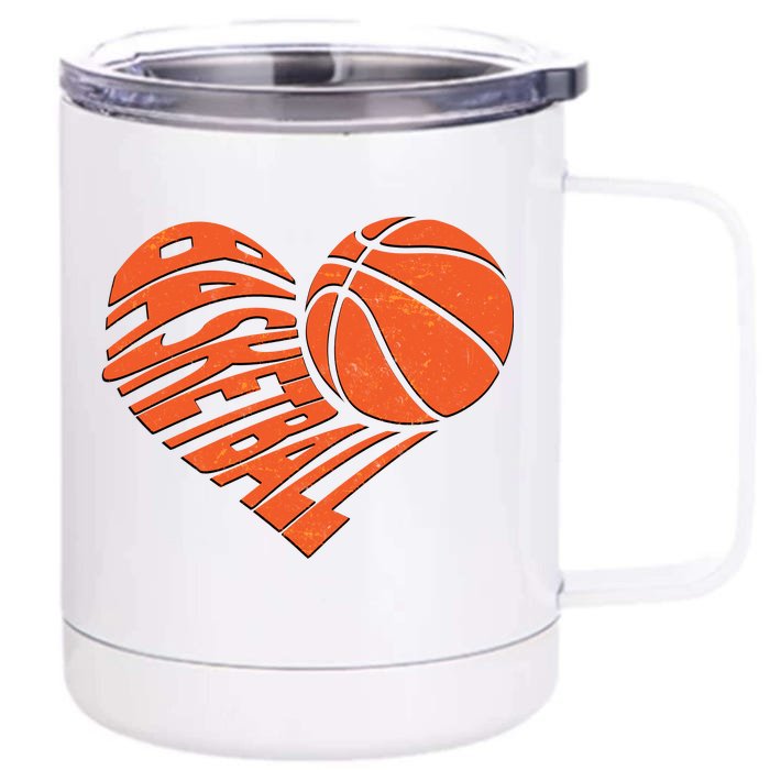 Basketball Love Heart Front & Back 12oz Stainless Steel Tumbler Cup