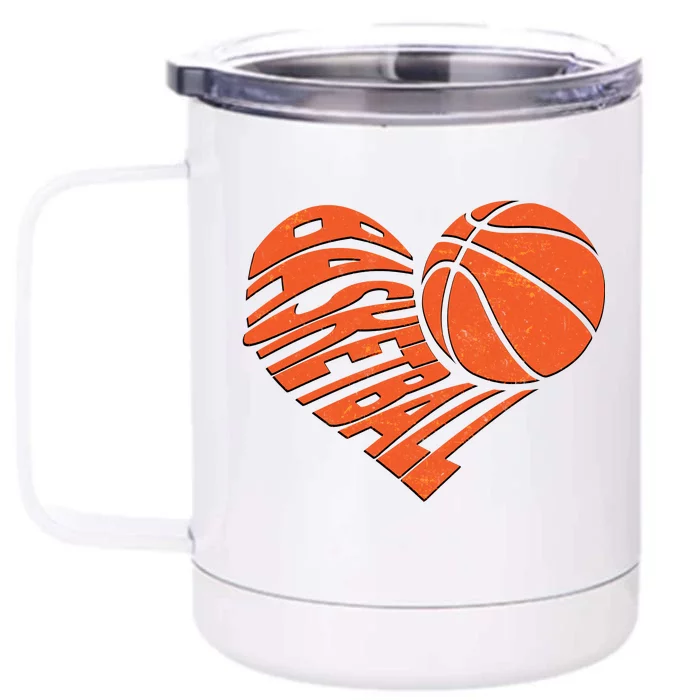 Basketball Love Heart Front & Back 12oz Stainless Steel Tumbler Cup