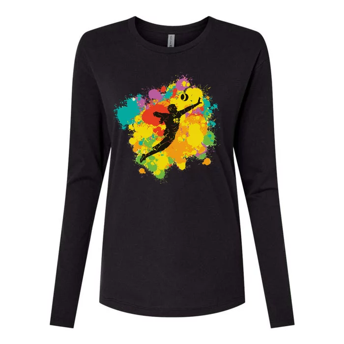 Basketball Player Colorful Womens Cotton Relaxed Long Sleeve T-Shirt