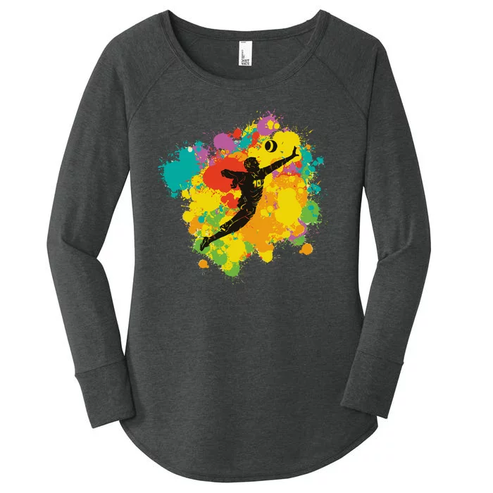 Basketball Player Colorful Women's Perfect Tri Tunic Long Sleeve Shirt