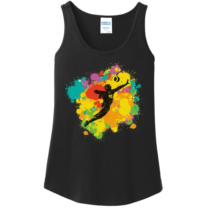 Basketball Player Colorful Ladies Essential Tank