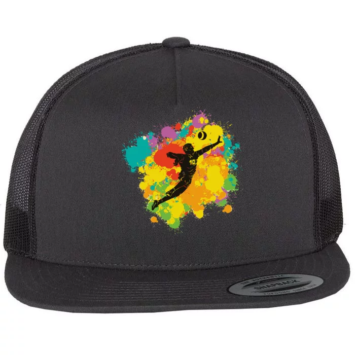 Basketball Player Colorful Flat Bill Trucker Hat