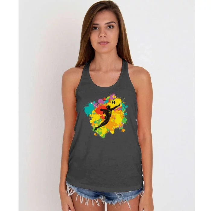 Basketball Player Colorful Women's Knotted Racerback Tank