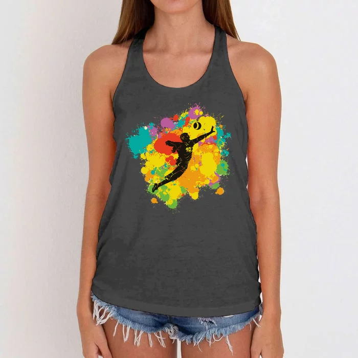 Basketball Player Colorful Women's Knotted Racerback Tank