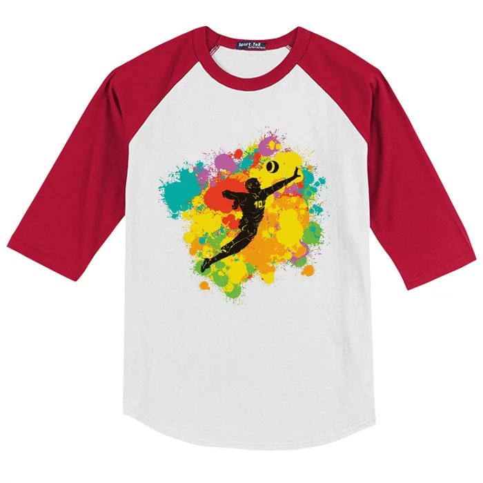 Basketball Player Colorful Kids Colorblock Raglan Jersey