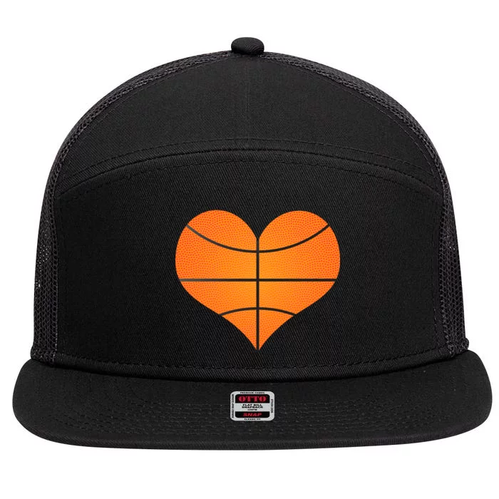 Basketball Shaped Heart 7 Panel Mesh Trucker Snapback Hat