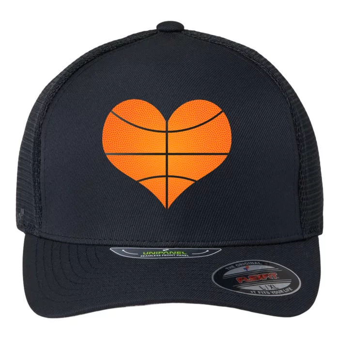 Basketball Shaped Heart Flexfit Unipanel Trucker Cap