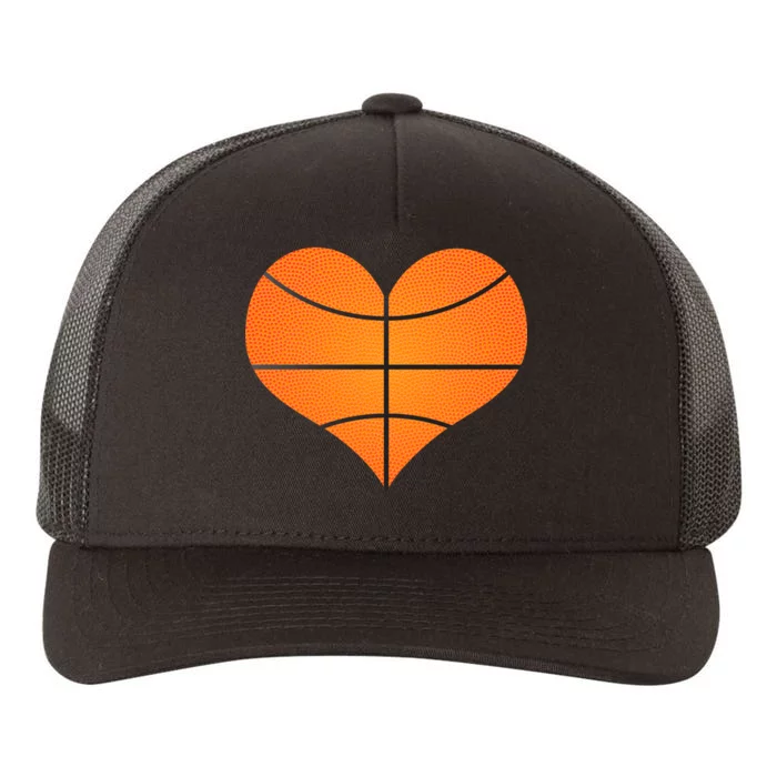 Basketball Shaped Heart Yupoong Adult 5-Panel Trucker Hat