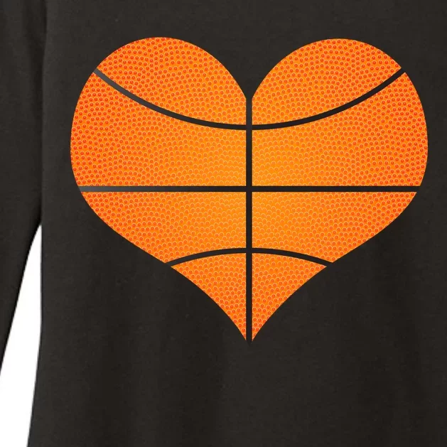 Basketball Shaped Heart Womens CVC Long Sleeve Shirt