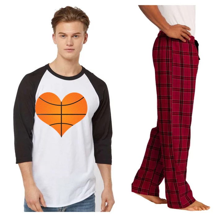 Basketball Shaped Heart Raglan Sleeve Pajama Set