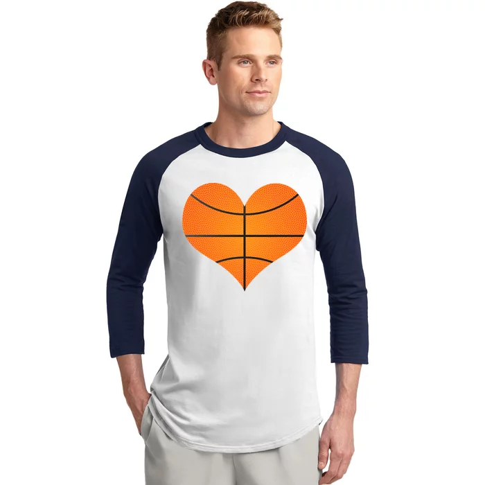 Basketball Shaped Heart Baseball Sleeve Shirt