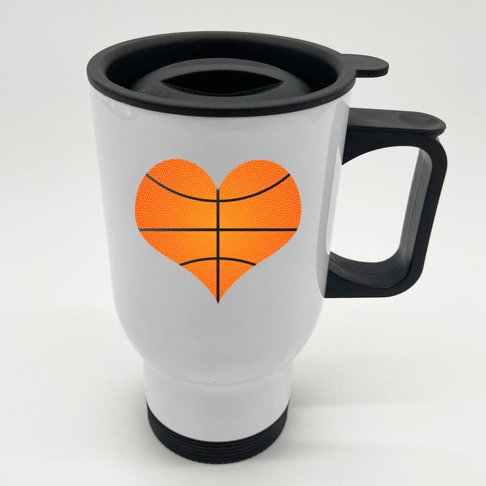 Basketball Shaped Heart Front & Back Stainless Steel Travel Mug