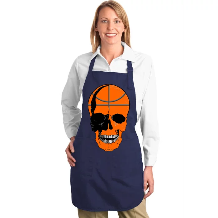 Basketball Skeleton Bone Skull Full-Length Apron With Pocket