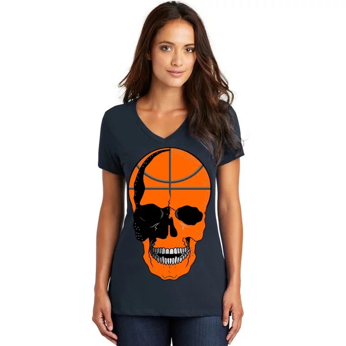 Basketball Skeleton Bone Skull Women's V-Neck T-Shirt