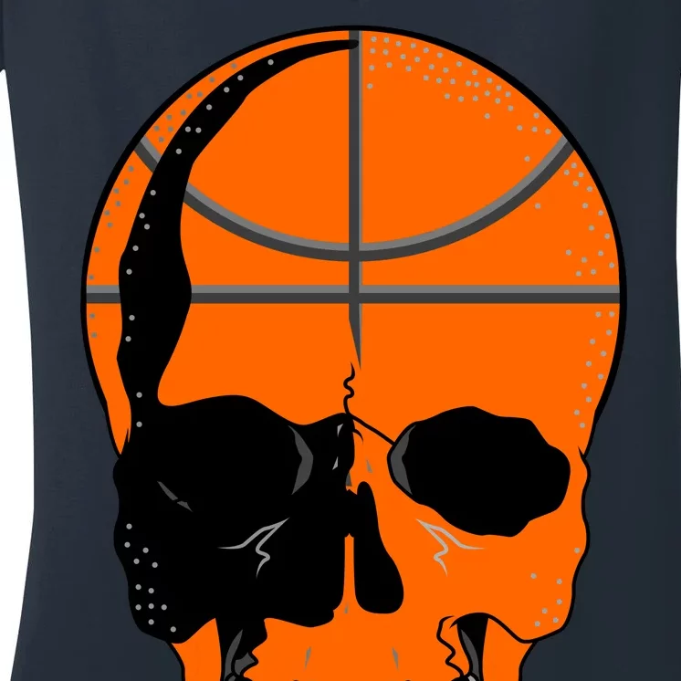 Basketball Skeleton Bone Skull Women's V-Neck T-Shirt