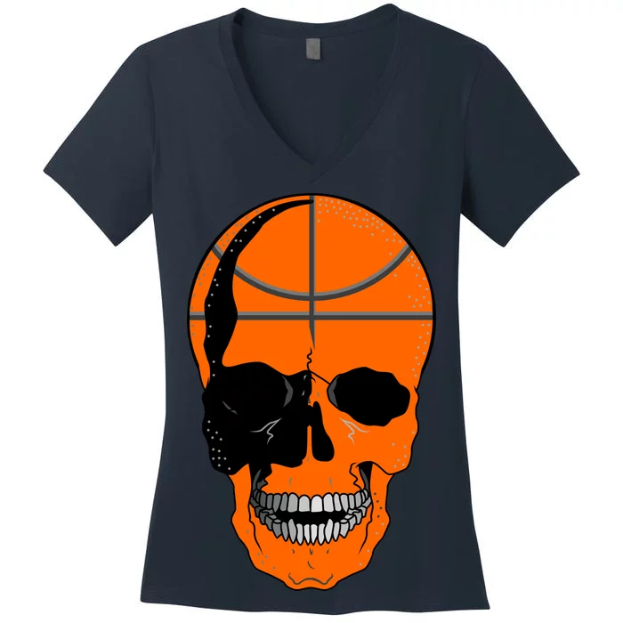 Basketball Skeleton Bone Skull Women's V-Neck T-Shirt